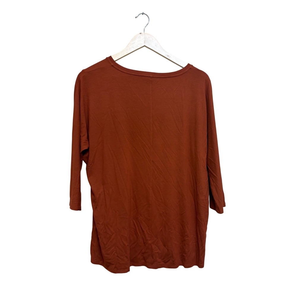 Eileen‎ Fisher Rust Orange Viscose Spandex 3/4 Sleeve Scoop Neck Top XS F17VFF - Picture 5 of 5